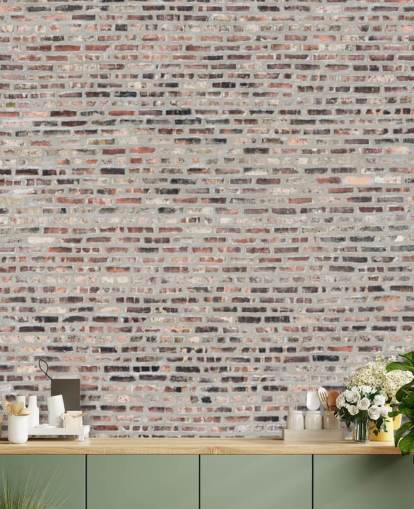 Grå og brun murstein tapet Mural