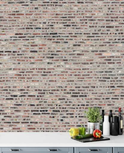 Grey and Brown Brick Wallpaper Mural Grey and Brown Brick Wallpaper Mural