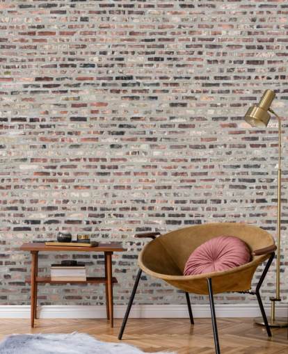 Grey and Brown Brick Wallpaper Mural