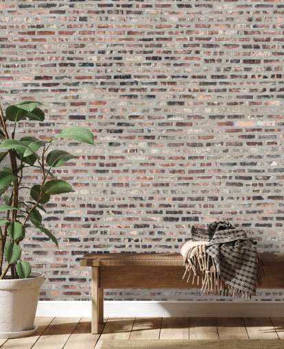 Grey and Brown Brick Wallpaper Mural