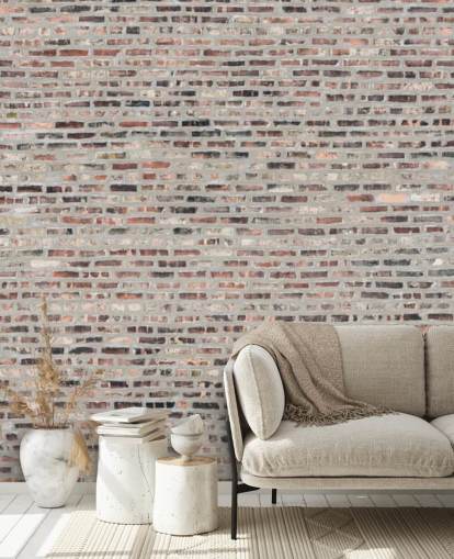 Papier Peint Fresque Brique Gris et Marron Papier Peint Fresque Brique Gris et Marron