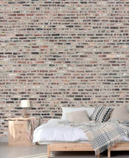 Grey and Brown Brick Wallpaper Mural Grey and Brown Brick Wallpaper Mural