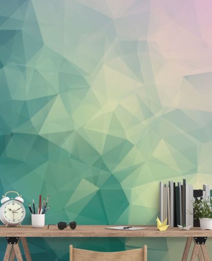 Turkis og hvit to Tone geometrisk veggmaleri Turkis og hvit to Tone geometrisk veggmaleri