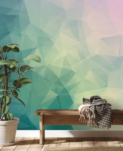 Décoration murale géométrique bicolore turquoise et blanc