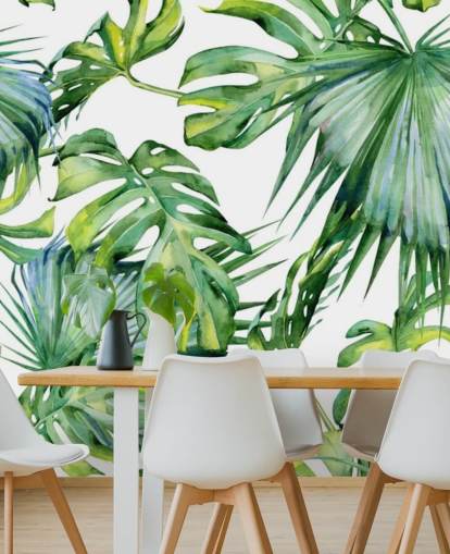 wit en groen tropisch behang