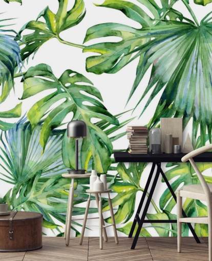 papel pintado tropical blanco y verde papel pintado tropical blanco y verde