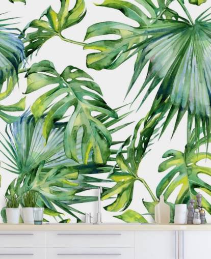 wit en groen tropisch behang wit en groen tropisch behang