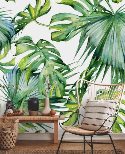 papel pintado tropical blanco y verde papel pintado tropical blanco y verde