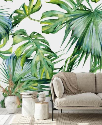 wit en groen tropisch behang wit en groen tropisch behang