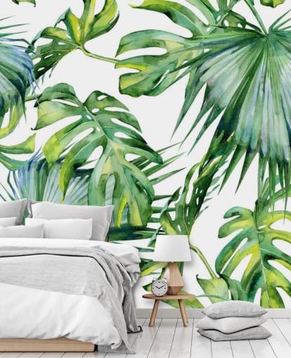 papel pintado tropical blanco y verde papel pintado tropical blanco y verde