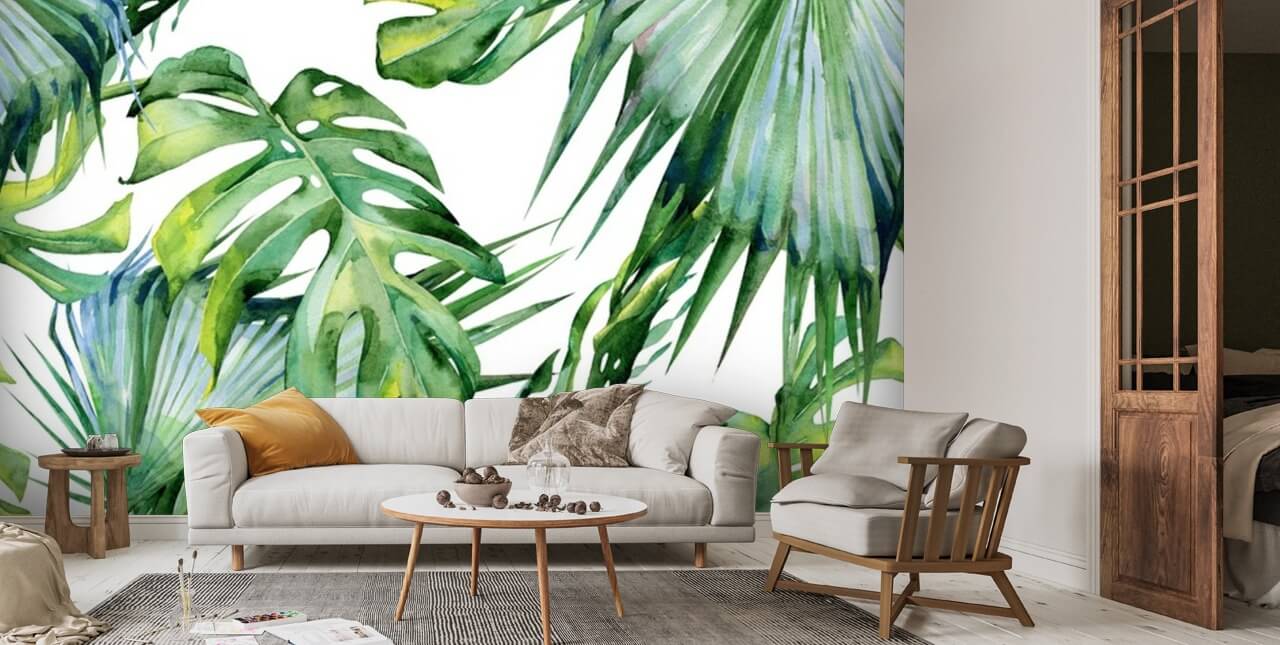 White Jungle Wall Mural | Wallsauce UK