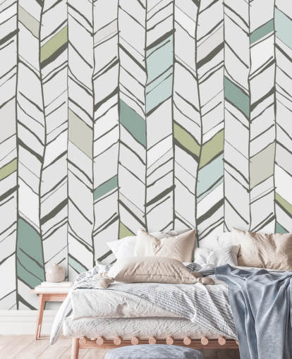 papier peint mural à motif à chevrons personnalisable appelé Hand Drawn Herringbone pour les salons, les bureaux à domicile et les couloirs papier peint mural à motif à chevrons personnalisable appelé Hand Drawn Herringbone pour les salons, les bureaux à domicile et les couloirs