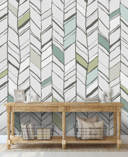papier peint mural à motif à chevrons personnalisable appelé Hand Drawn Herringbone pour les salons, les bureaux à domicile et les couloirs papier peint mural à motif à chevrons personnalisable appelé Hand Drawn Herringbone pour les salons, les bureaux à domicile et les couloirs