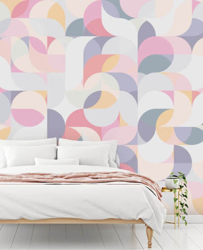 Papel pintado geométrico circular pastel
