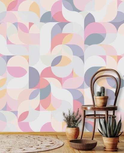Harmonic Waves Pink Geometric Wallpaper