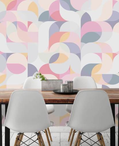 Papel pintado geométrico circular pastel