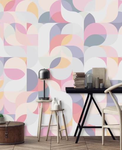 Pastel Circular Geometric Wallpaper Mural