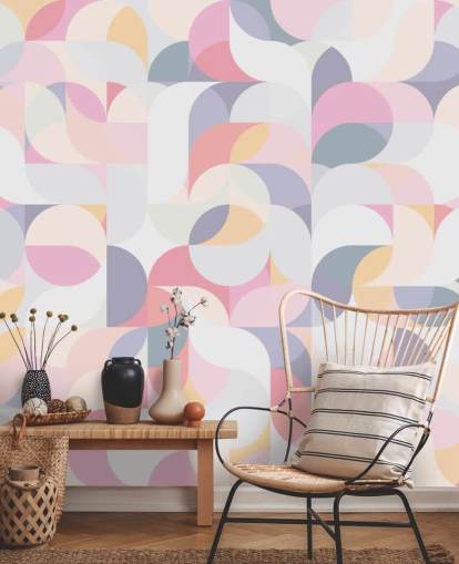 Pastel Circular Geometric Wallpaper Mural