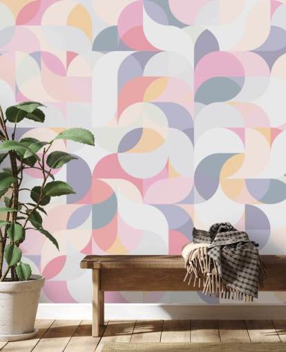 Pastell cirkulär geometrisk tapet väggmålning Pastell cirkulär geometrisk tapet väggmålning