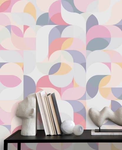 Papel pintado geométrico circular pastel
