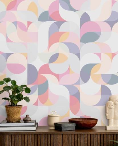 Pastel Circular Geometric Wallpaper Mural