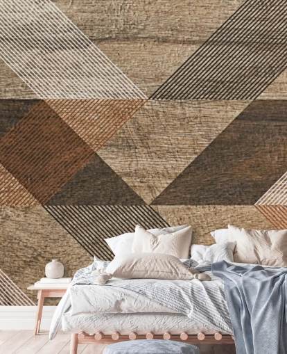 Geometrisches Wandbild mit braunen und grauen Fliesen