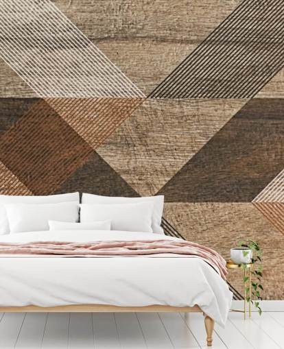 Geometrisches Wandbild mit braunen und grauen Fliesen