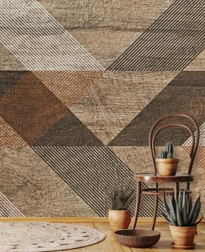 Decorazione murale con piastrelle marroni e grigie