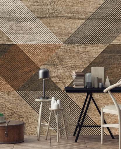 Brun och grå kakel geometrisk väggmålning