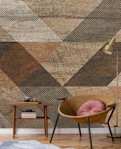 Geometrisches Wandbild mit braunen und grauen Fliesen Geometrisches Wandbild mit braunen und grauen Fliesen