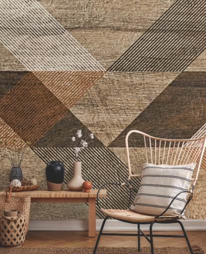 Decorazione murale con piastrelle marroni e grigie