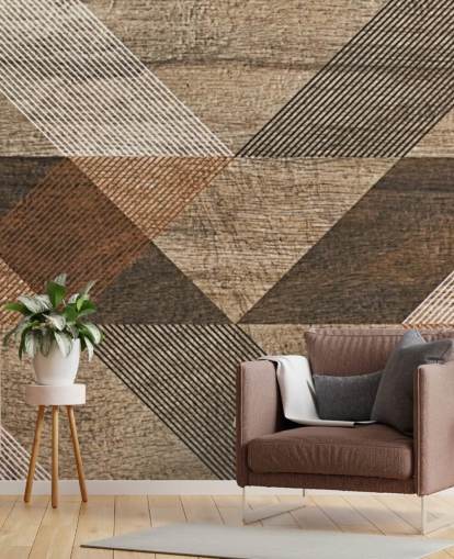 Decorazione murale con piastrelle marroni e grigie