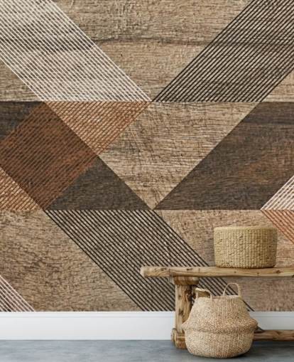 Decorazione murale con piastrelle marroni e grigie