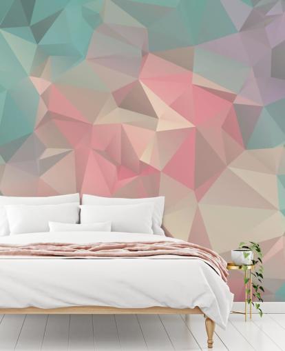 Papier Peint Fresque Bleu Pastel et Rose