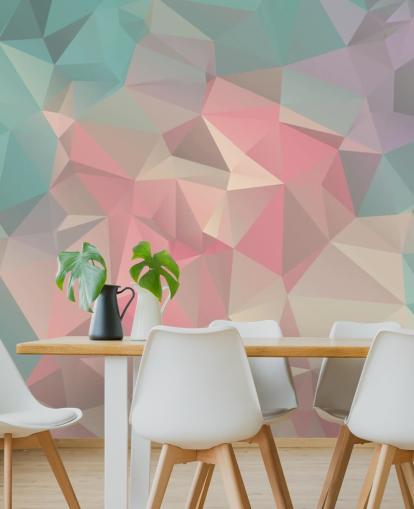 Pastell blå och rosa tapet väggmålning