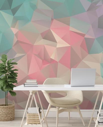 Papier Peint Fresque Bleu Pastel et Rose