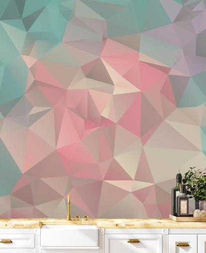 Papier Peint Fresque Bleu Pastel et Rose