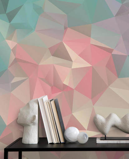 Pastel Blå og Pink Wallpaper Mural