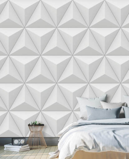 3D White Polygon Geometric Wallpaper