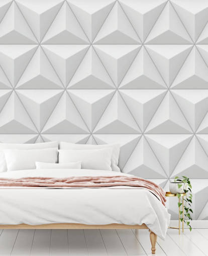 3D witte polygoon geometrisch behang