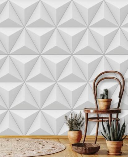 3D witte polygoon geometrisch behang