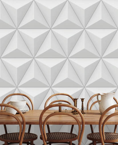 3D White Polygon Geometric Wallpaper