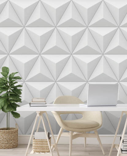 3D White Polygon Geometric Wallpaper 3D White Polygon Geometric Wallpaper
