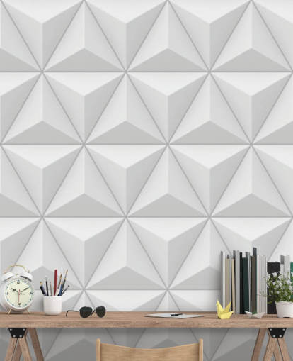 3D White Polygon Geometric Wallpaper