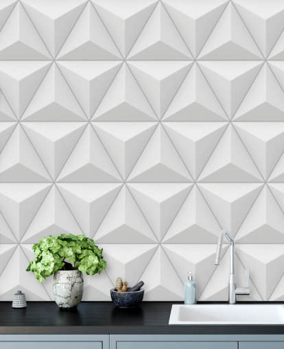 3D vit polygon geometrisk tapet 3D vit polygon geometrisk tapet