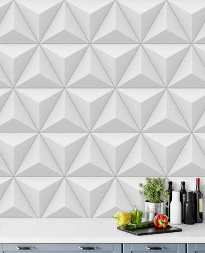 3D weiße geometrische Polygon-Tapete