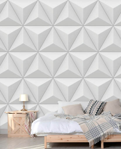 Carta da parati geometrica poligonale bianca 3D