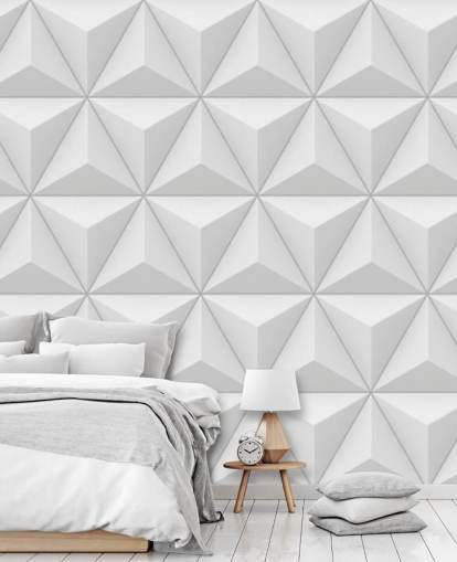 3D weiße geometrische Polygon-Tapete