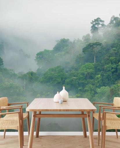 misty trees in rainforest wallpaper misty trees in rainforest wallpaper