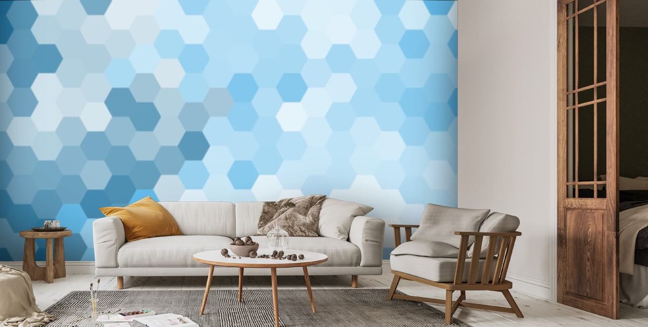 Pastel Blue Hexagon Wallpaper Murals